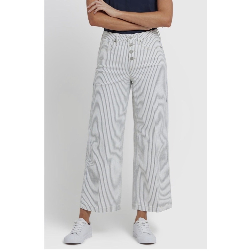 NWT NYDJ Teresa Wide Leg Ankle Jeans 16W Palencia Stripe‎ Button Fly High Rise